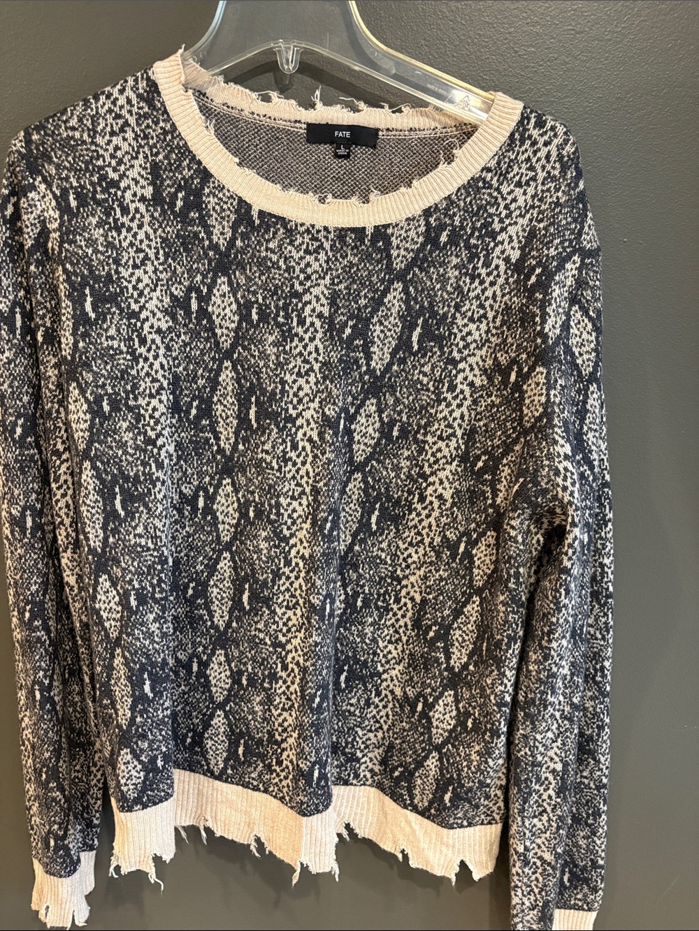 Fate Black and Cream Snake-Print Knit Sweatshirt